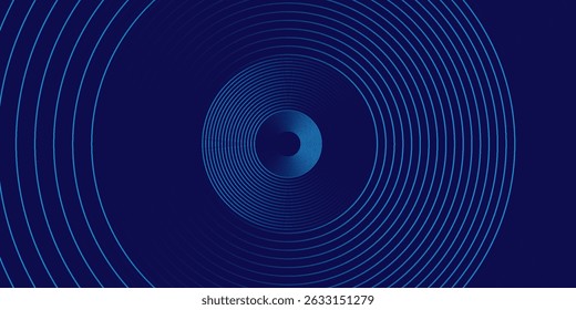 Abstract blue background with glowing curved lines. Shiny blue swirl curve lines design. Spiral lines. Geometric oval pattern. Futuristic technology concept. Vector illustration