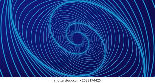 Abstract blue background with glowing curved lines. Shiny blue swirl curve lines design. Spiral lines. Geometric oval pattern. Futuristic technology concept
