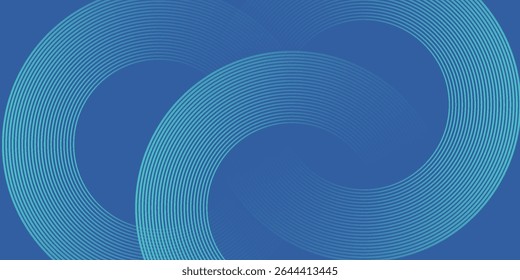 Abstract blue background with glowing curved lines. Shiny blue swirl curve lines design. Spiral lines. Geometric oval pattern. Futuristic technology concept.