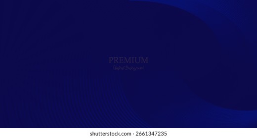 Fundo azul abstrato com linhas curvas brilhantes. Design de linhas de curva de espiral azul brilhante. Linhas espirais. Padrão geométrico oval. Conceito de tecnologia futurista. 