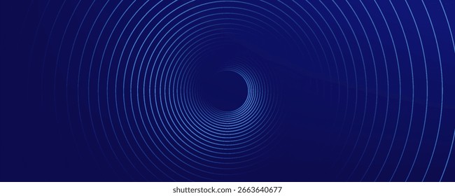 Abstract blue background with glowing curved lines. Shiny blue swirl curve lines design. Spiral lines. Geometric oval pattern. Futuristic technology concept. Vector illustration