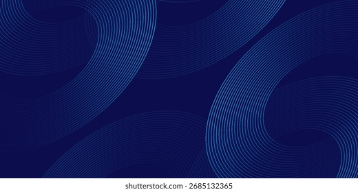 Fundo azul abstrato com linhas curvas brilhantes. linha de luz boa arte simples agradável