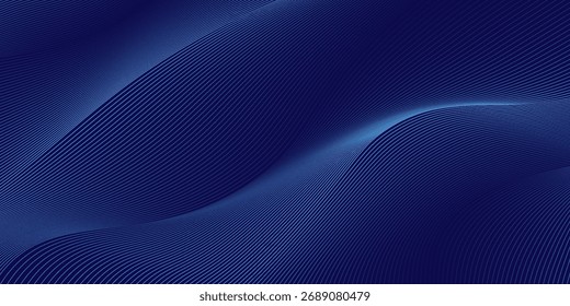 Abstract blue background with glowing curved lines. Shiny blue swirl curve lines design. Spiral lines. Geometric oval pattern. Futuristic technology concept. Vector Eps10