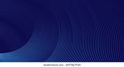 Fondo azul Abstractas con líneas curvas brillantes. Diseño de líneas de curva de remolino azul brillante. Traje para el Anuncio, el Web, el folleto, el panfleto, el cartel y la presentación