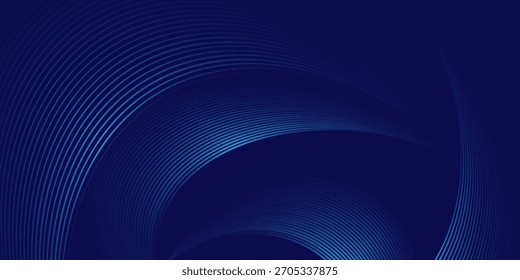 Abstrakter blauer Hintergrund mit leuchtend gekrümmten Linien. Glänzend blaue Swirl-Kurve Linien Design. Spirallinien. Geometrisches ovales Muster. Futuristisches Technologiekonzept. Vektorgrafik