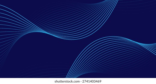 Abstract blue background with glowing curved lines. Shiny blue swirl curve lines design. Spiral lines. Geometric oval pattern. Futuristic technology concept. Vector illustration