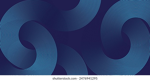 Abstract blue background with blue glowing diagonal geometric lines. Modern shiny blue rounded rectangle lines pattern. Minimalist graphic design. Futuristic technology concept