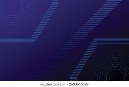 Abstract blue background with blue glowing diagonal geometric lines. Modern shiny blue rounded rectangle lines pattern. Minimalist graphic design. Futuristic technology concept. 