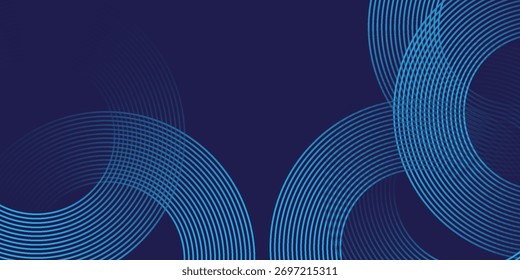 Fundo azul abstrato com linhas geométricas diagonais brilhantes azuis. Padrão moderno de linhas retangulares arredondadas azul brilhante. 