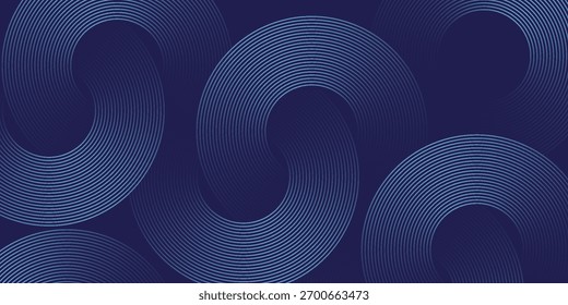 Fundo azul abstrato com linhas geométricas diagonais brilhantes azuis. Padrão moderno de linhas retangulares arredondadas azul brilhante. Design gráfico minimalista. Conceito de tecnologia futurista. Eps10