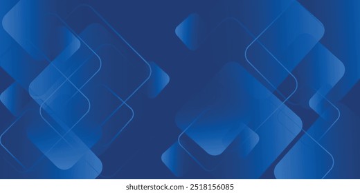 Fundo azul abstrato com linhas geométricas brilhantes. Design moderno de forma quadrada de gradiente azul. Conceito de tecnologia futurista. Terno para brochura, corporativo, site, cartaz, banner, capa, folheto