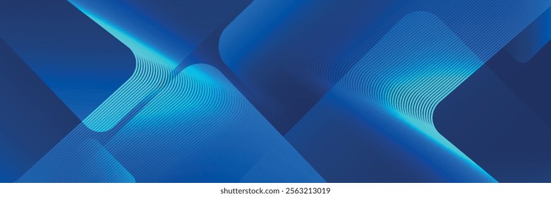 Abstract blue background with glowing geometric lines. Modern blue gradient square shape design. Futuristic technology concept. Suit for eps10