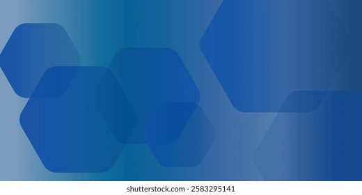 abstract blue background with glowing geometric lines. Blue gradient hexagon shape design. Futuristic technology concept.