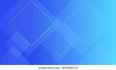 Abstract blue background with glowing geometric lines. Modern blue gradient square shape design. Futuristic technology concept. Suit for brochure, corporate, website, poster, banner, cover, flyer