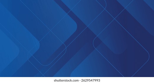 Fundo azul abstrato com linhas geométricas brilhantes. Design moderno de forma quadrada de gradiente azul. Conceito de tecnologia futurista. Terno para brochura, corporativo, site, cartaz, banner, capa moderna