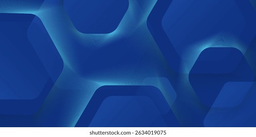 Abstract blue background with glowing geometric lines. Modern blue gradient square shape design. Futuristic technology concept. Suit for brochure, corporate, website, poster, banner, cover, flyer