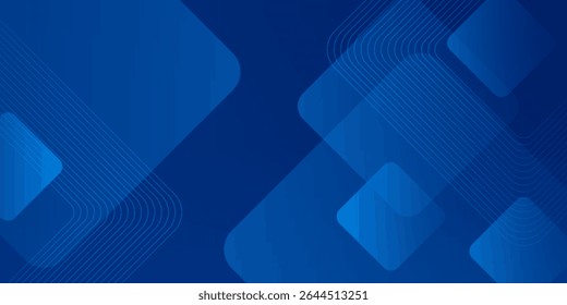 Abstract blue background with glowing geometric lines. Modern blue gradient square shape design. Futuristic technology concept. Suit for brochure, corporate, website, poster, banner, cover, flyer