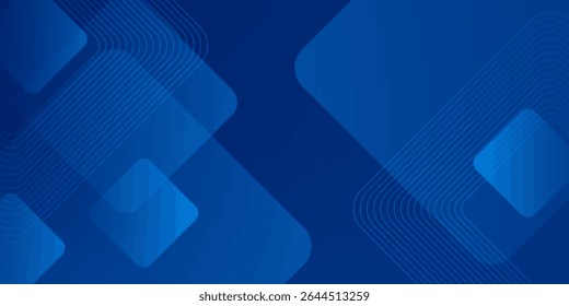 Fondo azul Abstractas con líneas geométricas brillantes. Diseño moderno de forma cuadrada degradada azul. Concepto de tecnología futurista. Traje para el folleto, corporativo, Sitio web, cartel, Anuncio, cubierta, volante