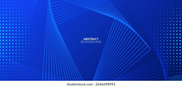Fondo azul Abstractas con líneas geométricas brillantes. Diseño moderno de forma cuadrada azul. Concepto de tecnología futurista.
