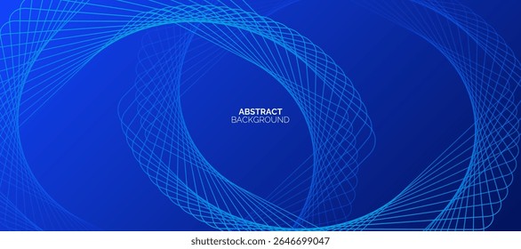 Abstract blue background with glowing geometric lines. Modern blue square shape design. Futuristic technology concept.