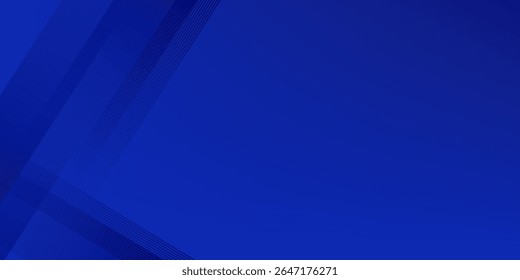 Abstrakter blauer Hintergrund mit leuchtenden geometrischen Linien. Modernes blaues Farbverlauf-Quadrat-Design. Futuristisches Technologiekonzept.