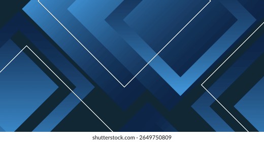 Abstract blue background with glowing geometric lines. Modern blue gradient square shape design. Futuristic technology concept. Suit for brochure, corporate, website, poster, banner, cover modern