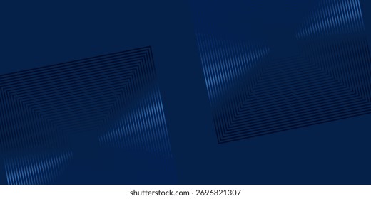 Fundo azul abstrato com linhas geométricas brilhantes. Design moderno de forma quadrada de gradiente azul. Conceito de tecnologia futurista. Terno para brochura, corporativo, site, cartaz, banner, capa moderna