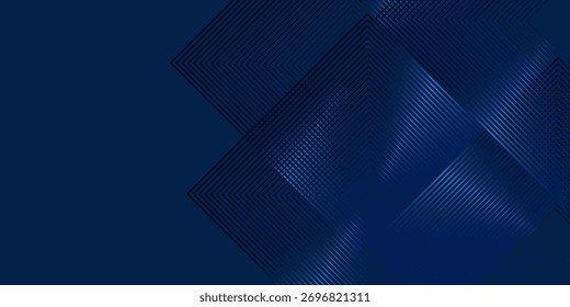 Abstract blue background with glowing geometric lines. Modern blue gradient square shape design. Futuristic technology concept. Suit for brochure, corporate, website, poster, banner, cover modern