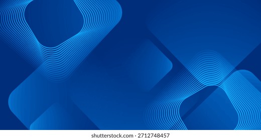Abstract blue background with glowing geometric lines. Modern blue gradient square shape design. Futuristic technology concept. Suit for brochure, corporate, website, poster, banner, cover, flyer