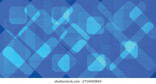 Abstract blue background with glowing geometric lines. Modern blue gradient square shape design. Futuristic technology concept