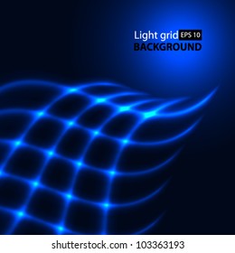 Abstract blue background. Glowing grid.