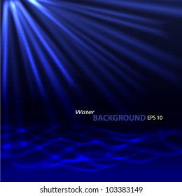 Abstract blue background. Glowing grid. Underwater.