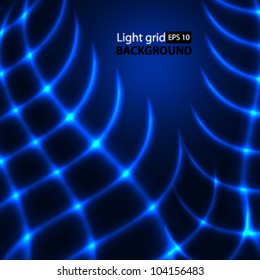 Abstract blue background. Glowing grid.