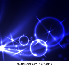 Abstract blue background with glowing lines and stars. EPS 10.