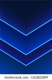 Abstract Blue Background with Glowing Lines. Vector Minimal Banner. Futuristic Neon Texture.