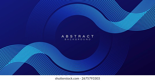 Abstract blue background with glowing lines pattern. Modern shiny blue stripes. Geometric linear design elements. Futuristic technology concept. Vector illustration