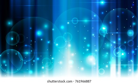 Abstract blue background glowing lines shiny circles vector illustration