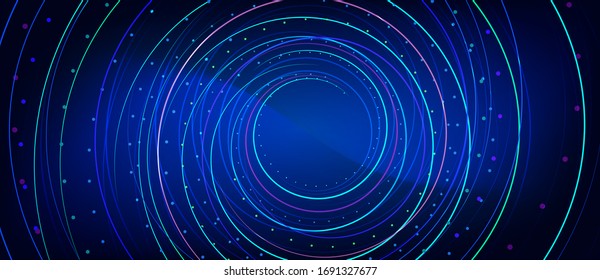 Abstract blue background with glowing neon lines