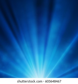 Abstract blue background with glowing rays, underwater background