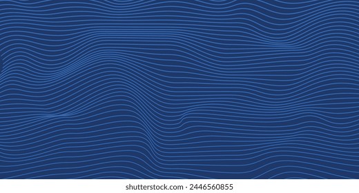 Fondo azul Abstractas con onda brillante. Elemento de diseño de líneas móviles azul brillante