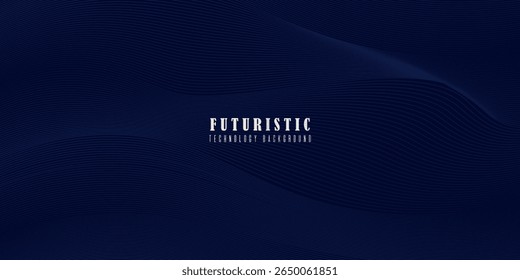 Abstract blue background with glowing wave. Shiny blue moving lines design element. Modern smooth wavy lines. Futuristic concept. EPS 10	