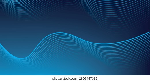Abstract blue background with glowing wave. Technology hi-tech futuristic template. Vector illustration