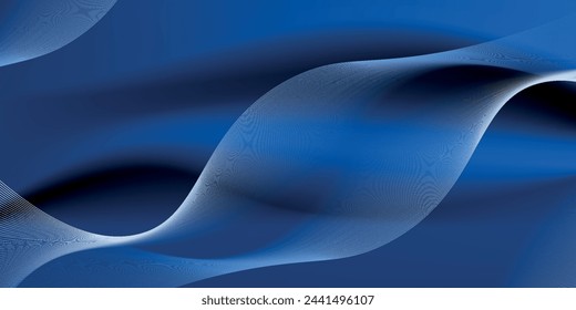 Abstract blue background with glowing waves. Shiny blue moving lines design element. Modern smooth wavy lines.eps10