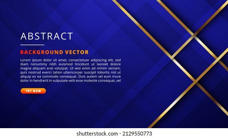 Abstract blue background with gold line, abstract square shape and scratches effect, dynamic for business or sport banner concept.