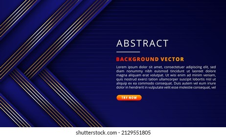 Abstract blue background with gold line, abstract square shape and scratches effect, dynamic for business or sport banner concept.