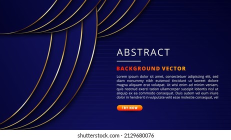 Abstract blue background with gold line, abstract square shape and scratches effect, dynamic for business or sport banner concept.