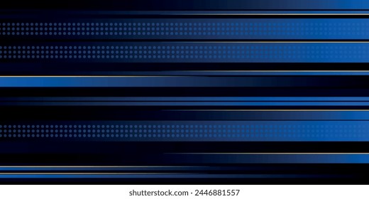 Abstractas fondo azul con líneas de oro Ilustración vectorial.