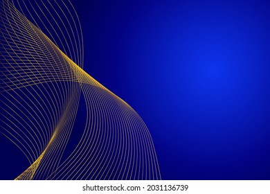 Abstract Blue Background Gold Wave Lines Stock Vector (Royalty Free ...