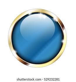 Abstract blue background in a golden frame, with space for your text. Vector illustration, on transparent background.