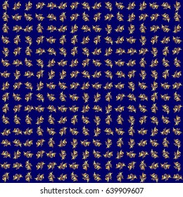 Abstract blue background with golden geometric ornament. Can be used for digital paper, textile print, page fill. Vector seamless pattern in Christmas traditional colors.